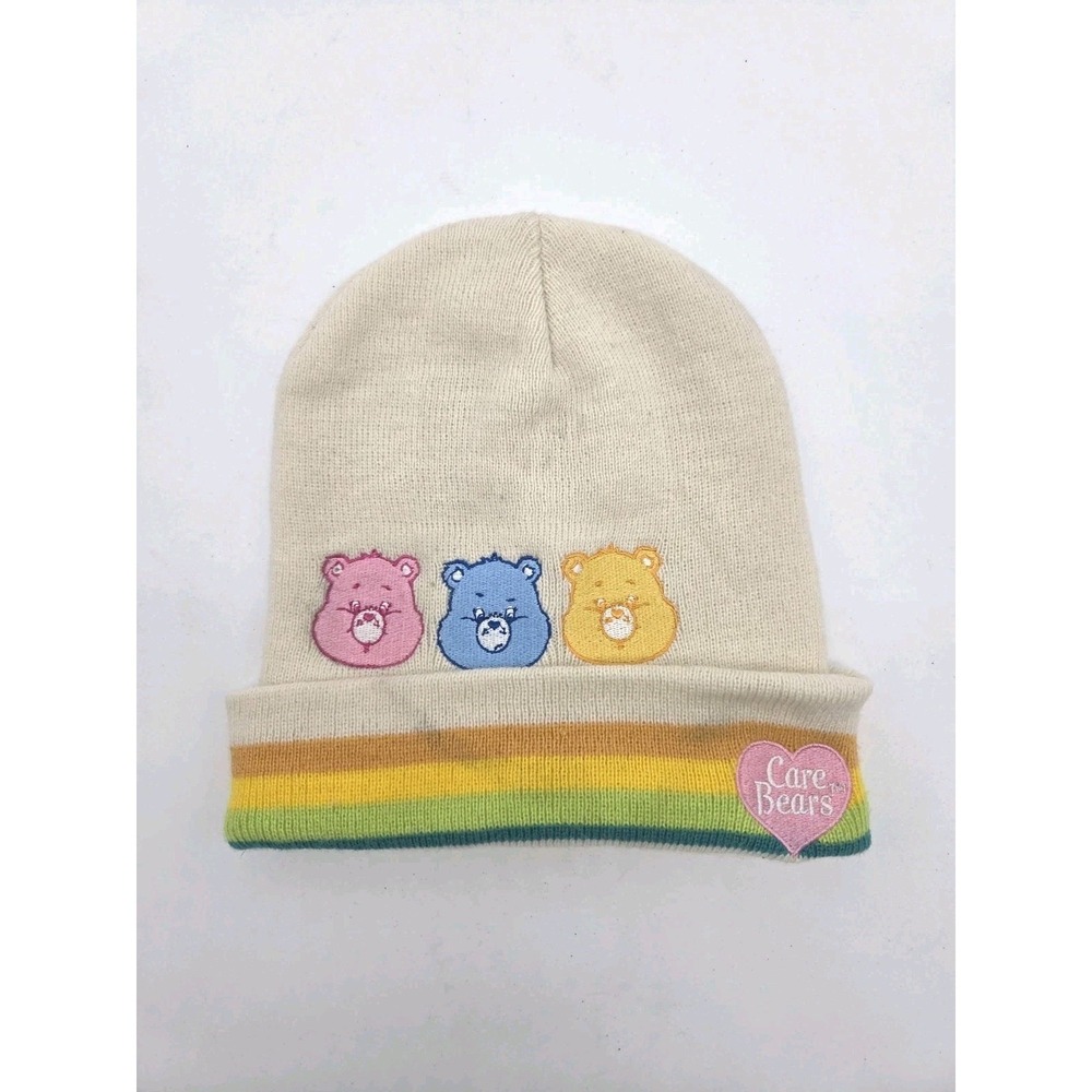 Retro Care Bears Heart Winter Knit Beanie Cap Hat Cuff OSFM